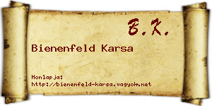 Bienenfeld Karsa névjegykártya